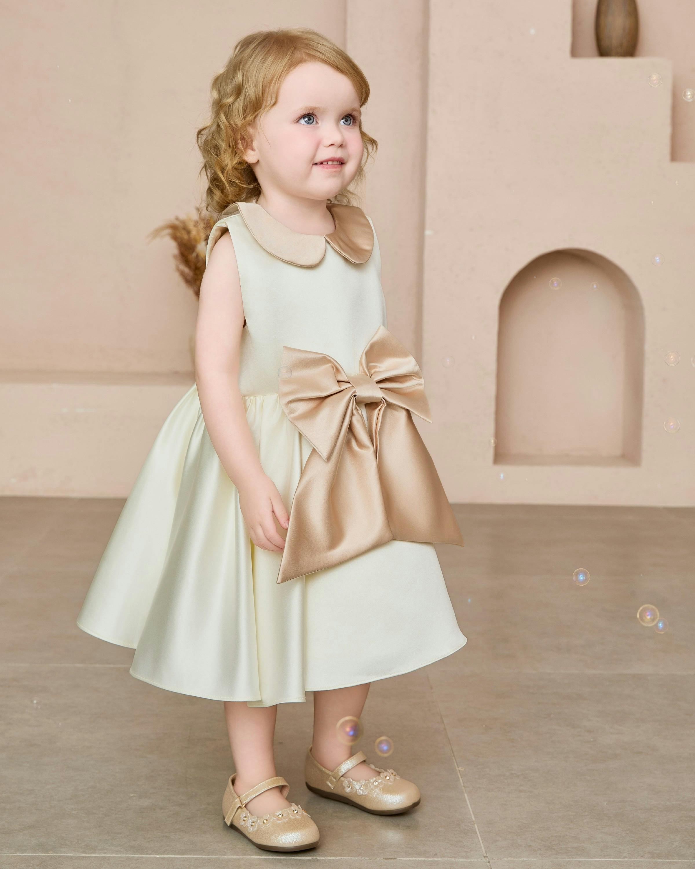 Cream Elaria Petal Bow Gown
