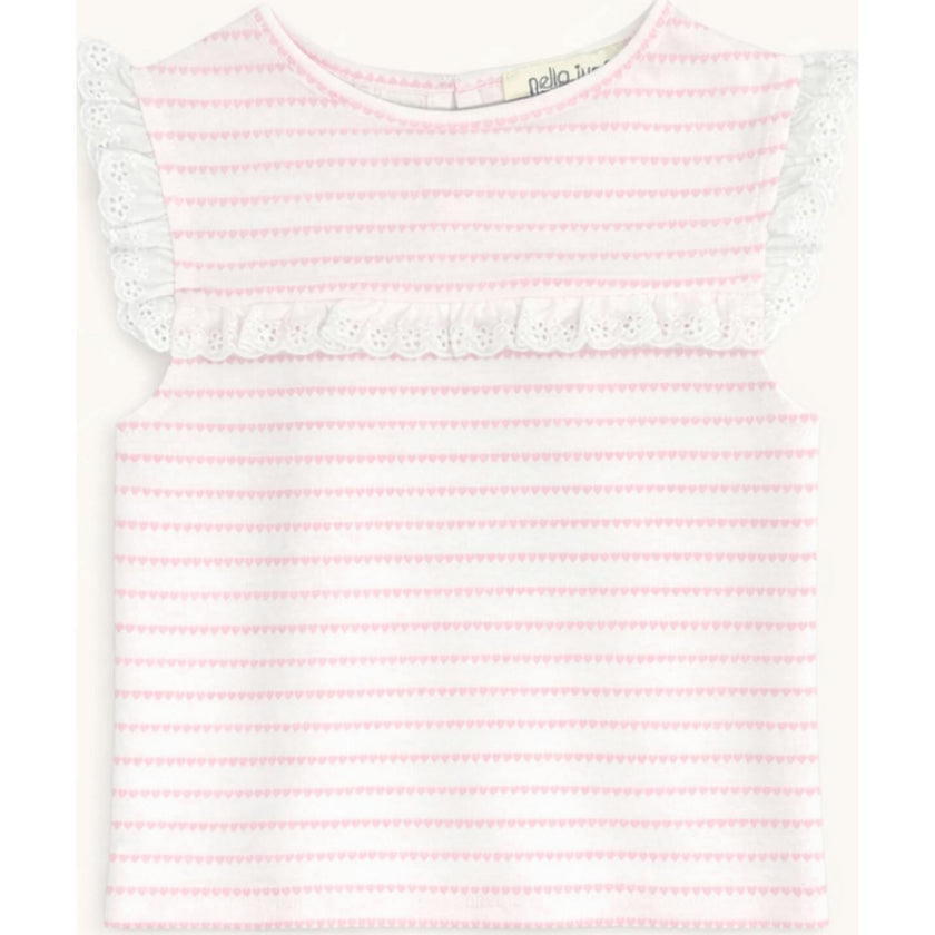 Eyelet Lace Tank in Pink Heart Stripe