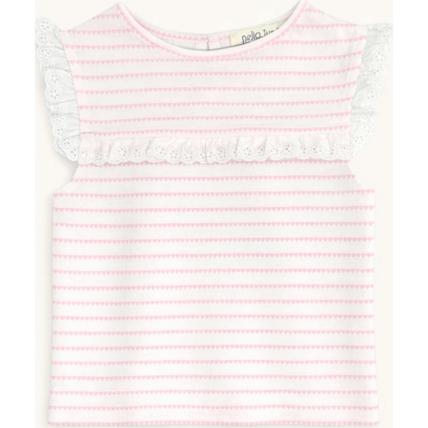 Eyelet Lace Tank in Pink Heart Stripe