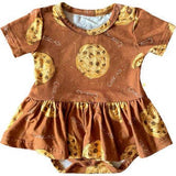 Chocolate Chip Cookies Short Sleeve Baby Bodysuit Twirl Dress