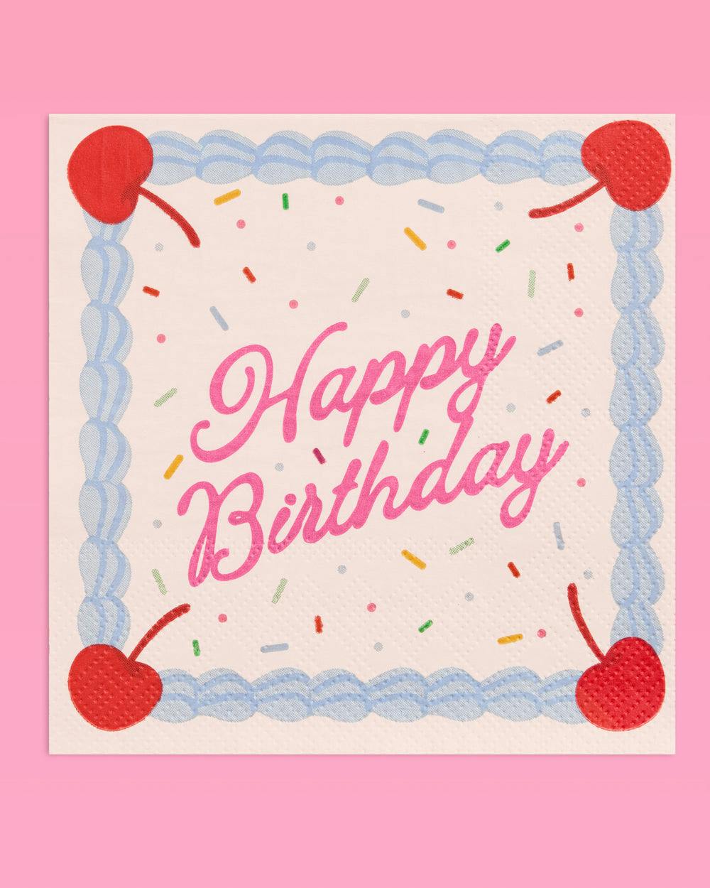Cherry Bday Napkins - 25 sprinkle napkins