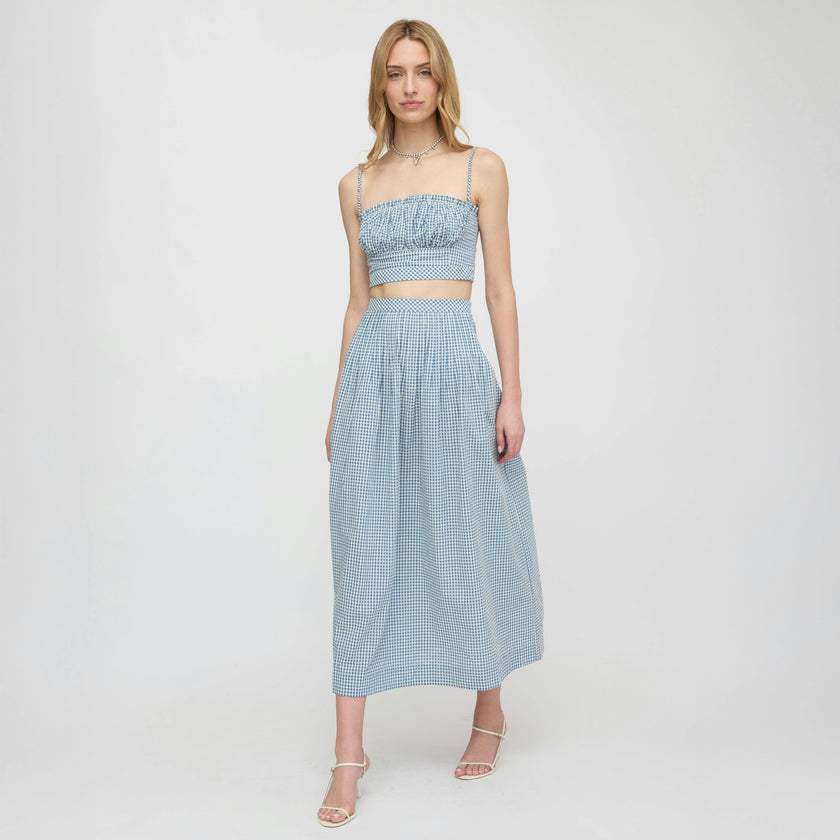 The Maisie Crop Top - Lagoon Gingham