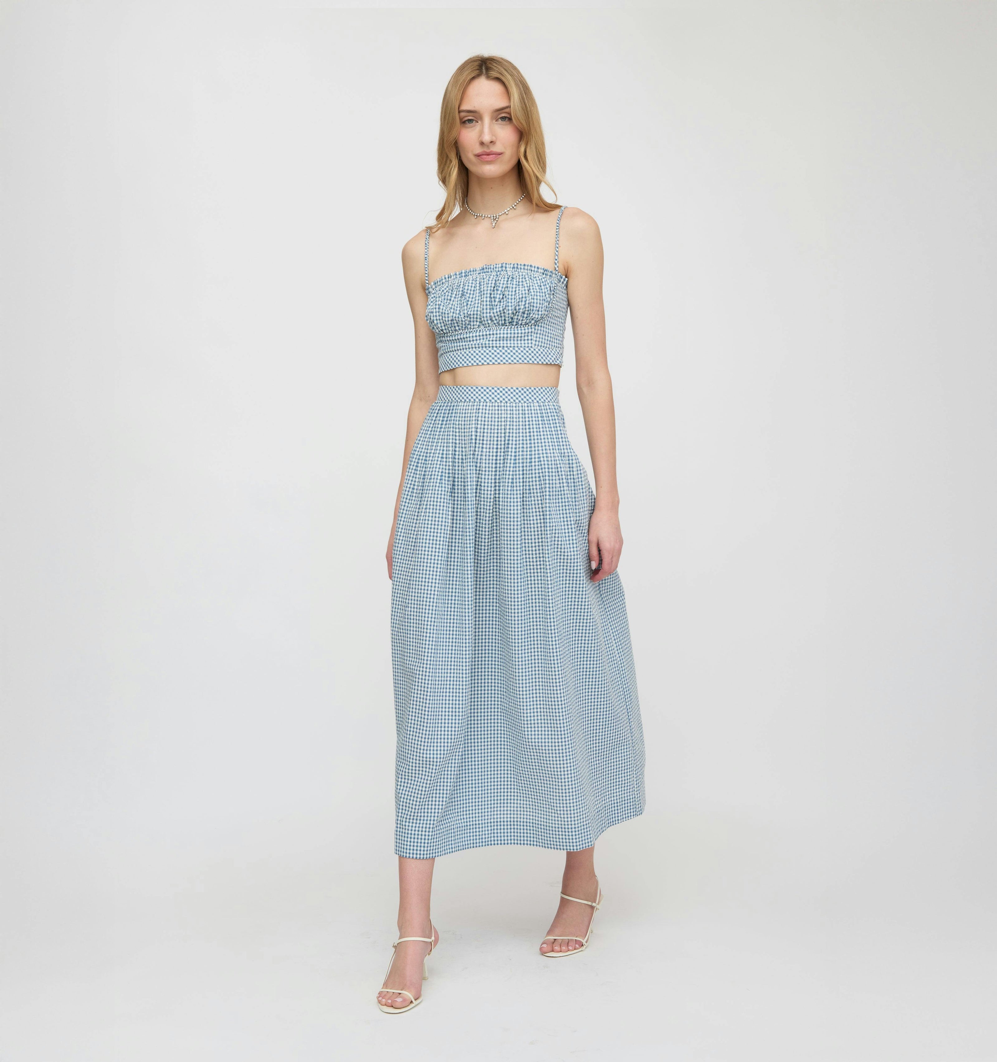 The Maisie Crop Top - Lagoon Gingham