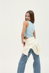 Tenly Rayon Rib Exposed Seam Tank Top