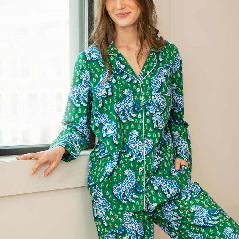 Tiger Queen - Long PJ Set - Jade