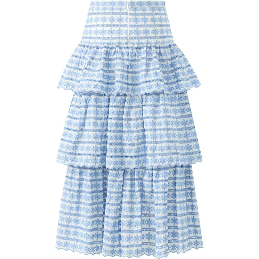 Odessa Frill Embroidered Maxi Skirt