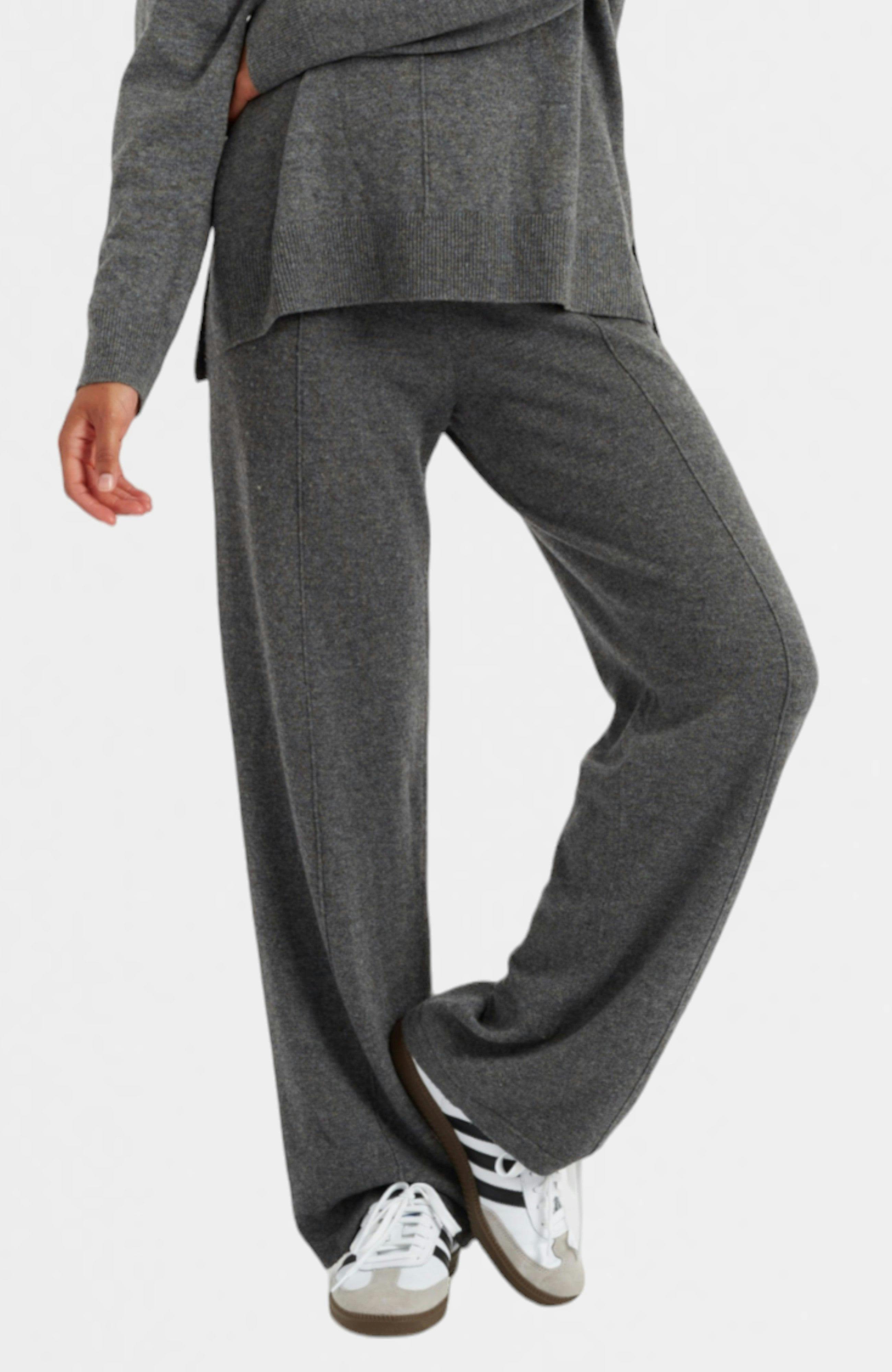 Wool & Cashmere Wide Leg Track Pant