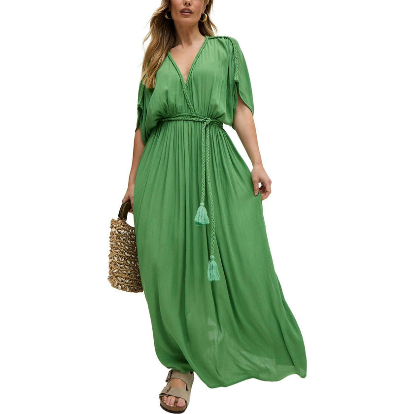 Diamond Plait Neck Maxi Dress