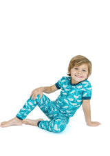Beluga Whale Two-Piece Bamboo Short Sleeve Pajama Kids Pants Set