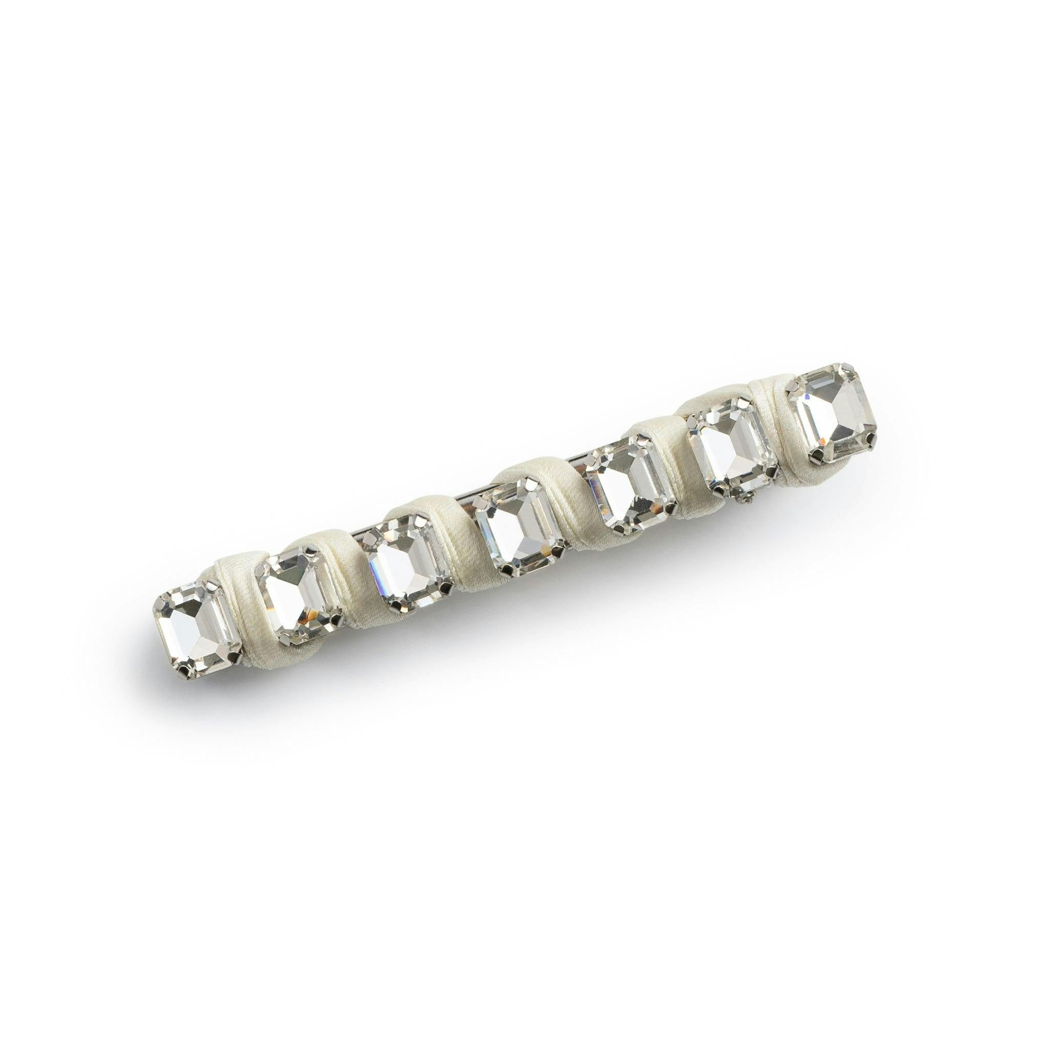 Halo Luxe Crystal Satin Clip - Ivory