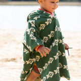 Swimming Fish Baby Towel Poncho, Green