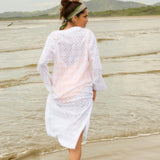 women's white eyelet kaftan