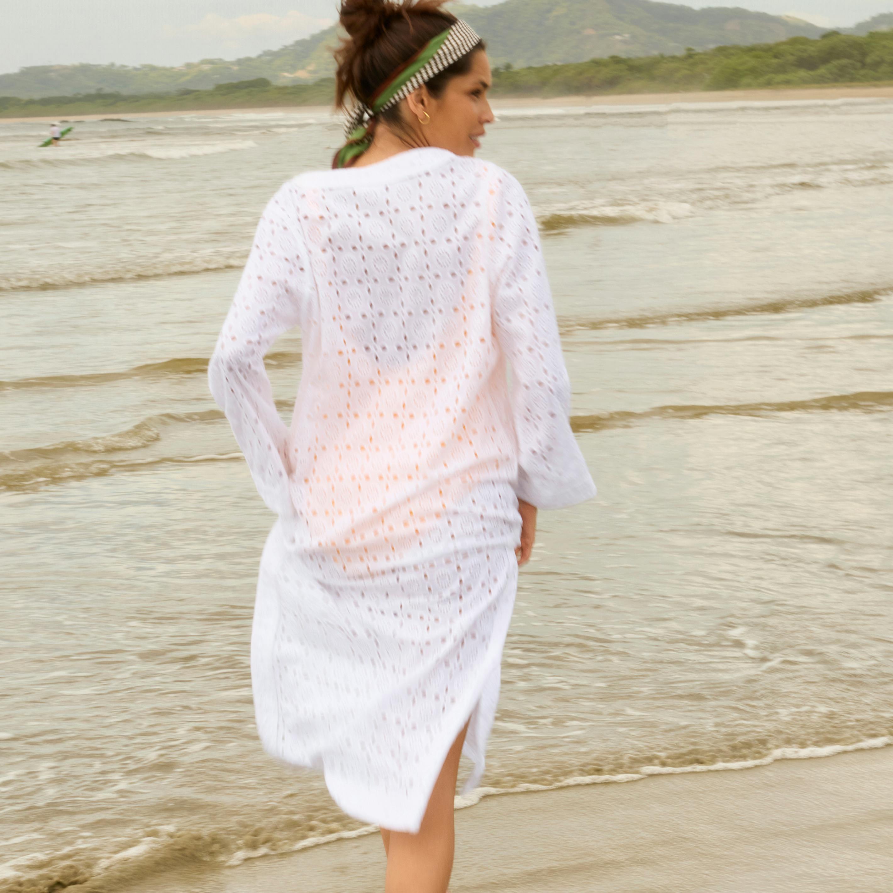 women's white eyelet kaftan