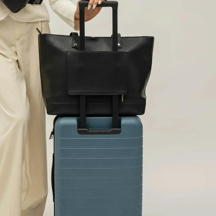 Vegan Leather Work Tote Bag with Removable Insulated Pouch