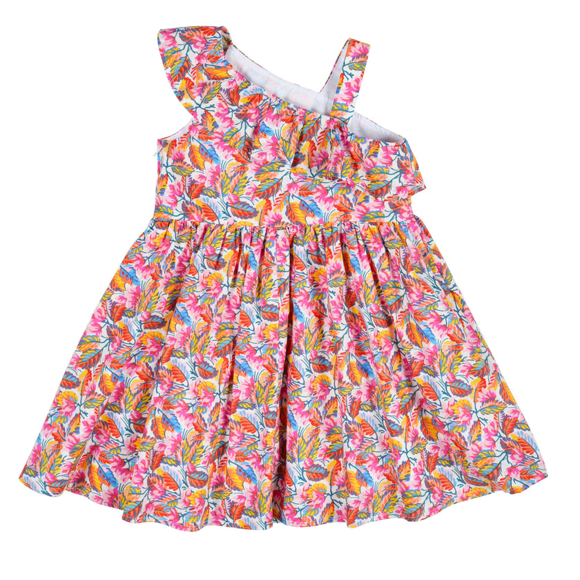 Leaf Print One Shoulder Dress
