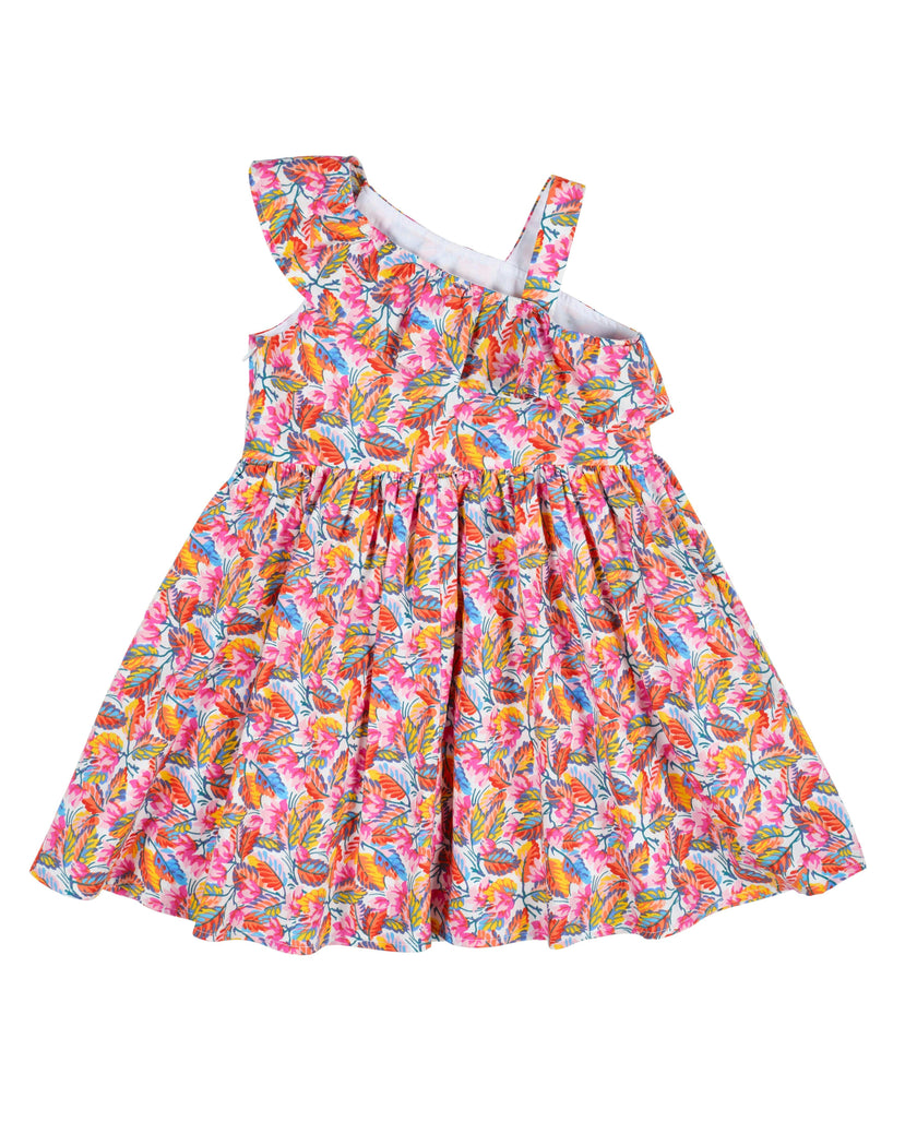 Leaf Print One Shoulder Dress