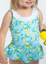 Lemon Print Skirted Swimsuit