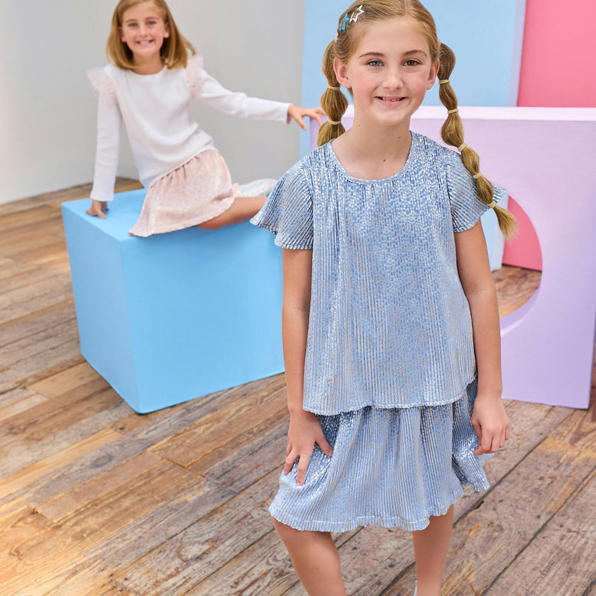 Crinkle Top - Blue Crinkle Stars