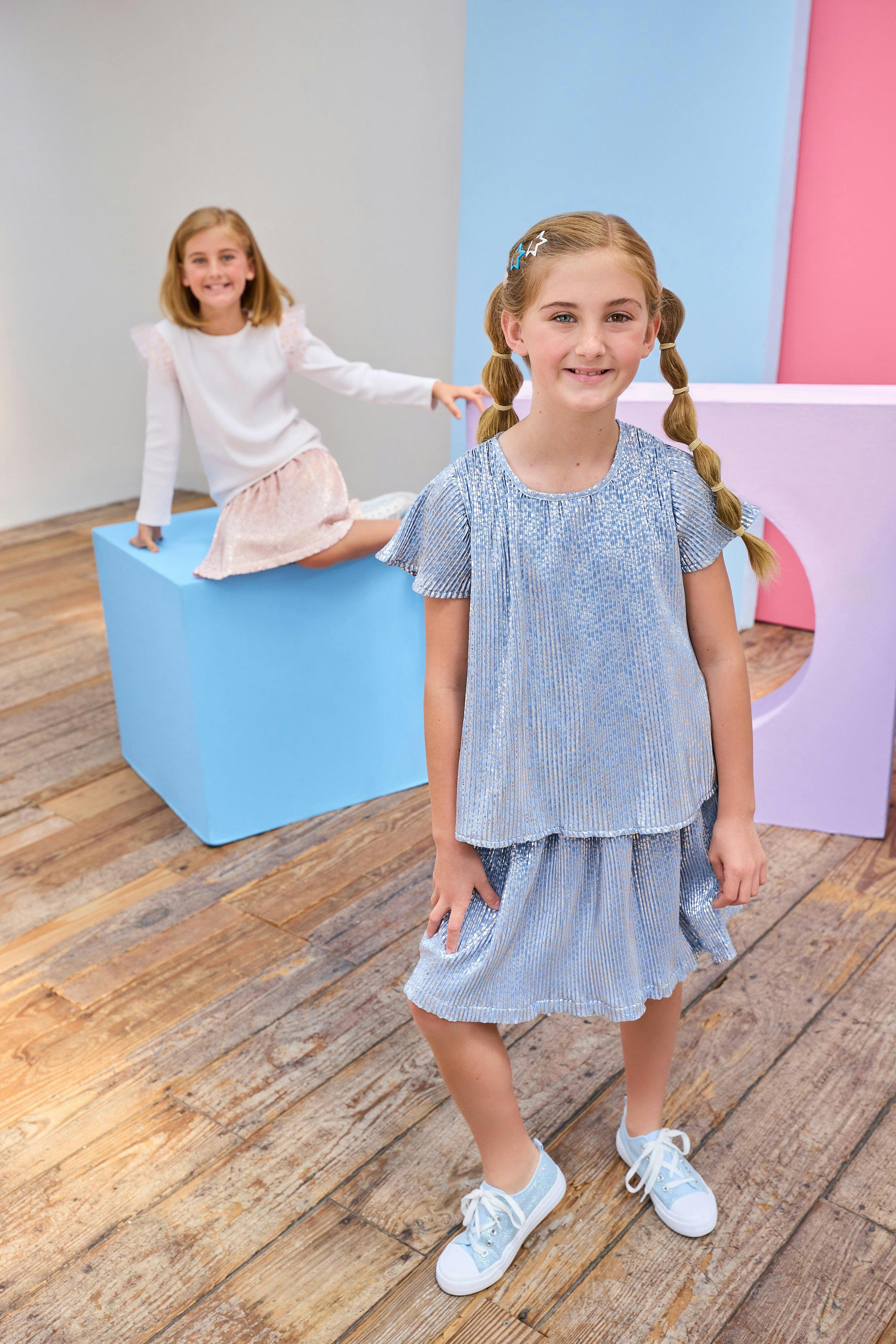 Crinkle Top - Blue Crinkle Stars