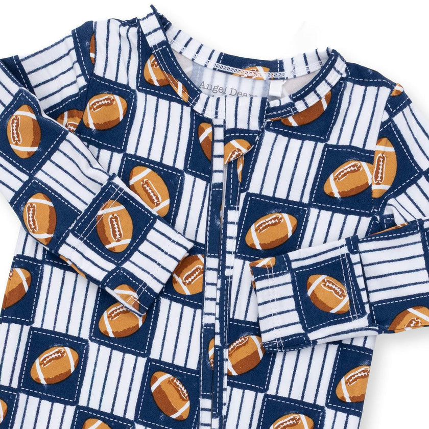 Football Patchwork - 2 Way Zipper Footie