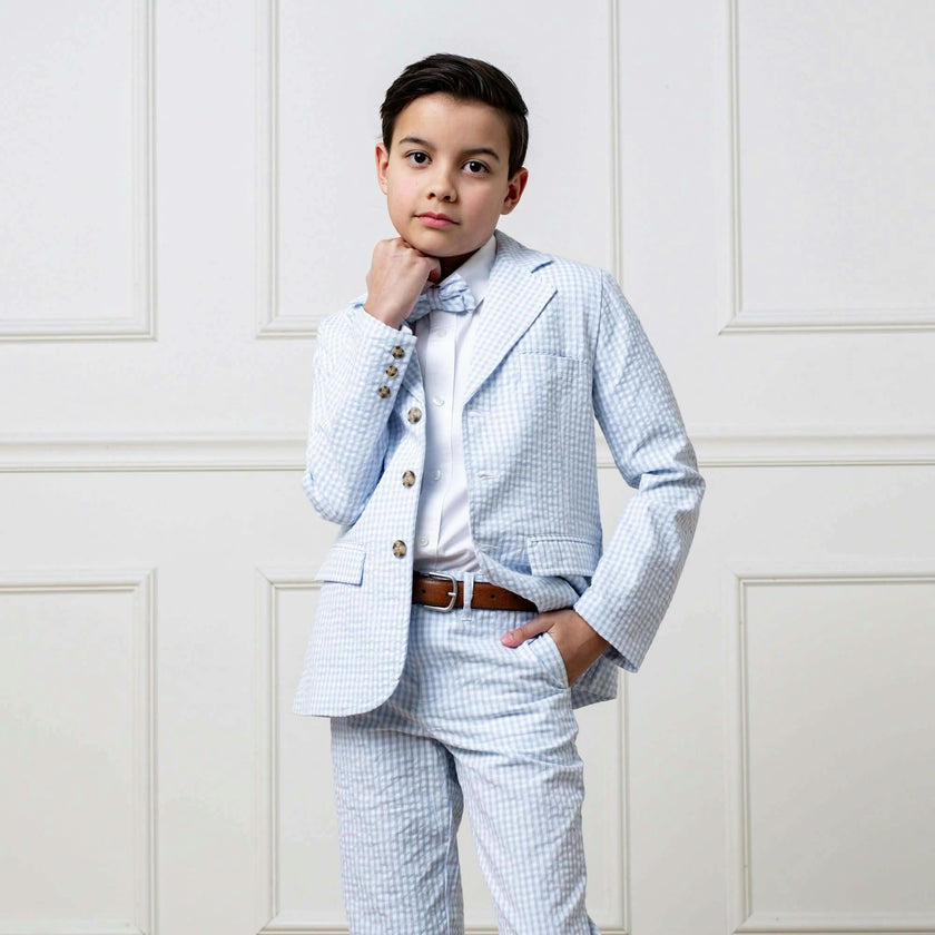 Classic Seersucker Bow Tie, Blue