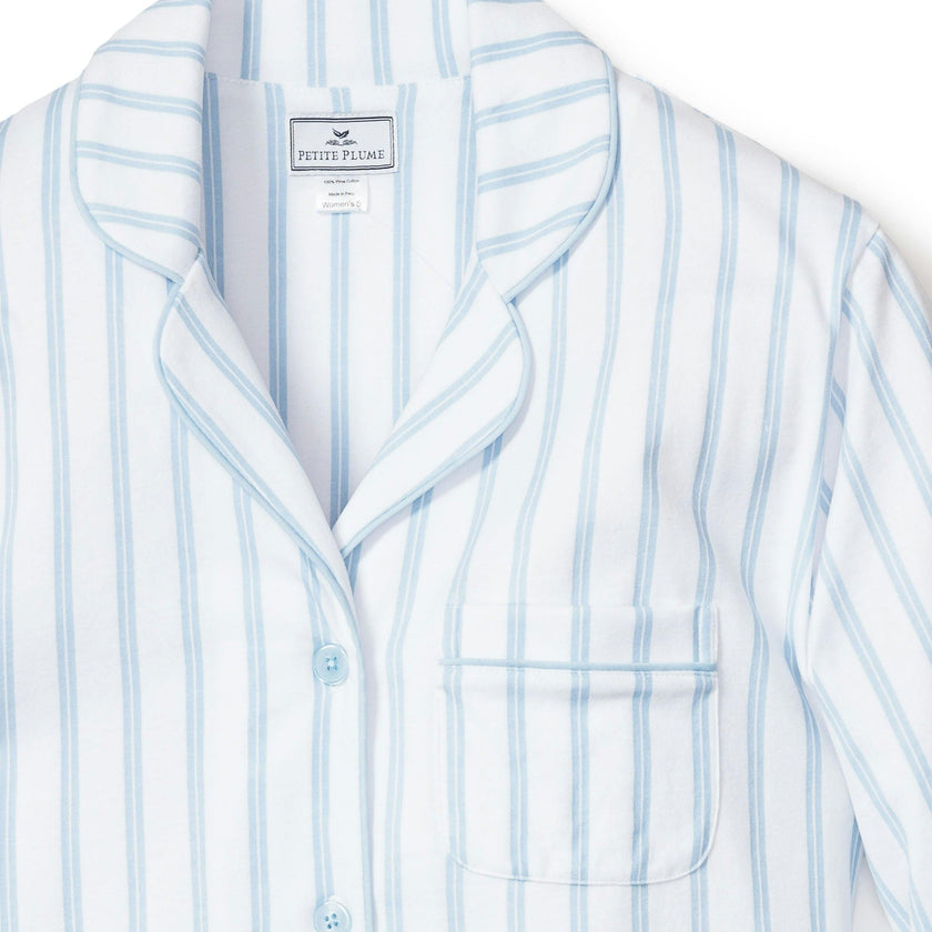 Women's Pima Pajama Set in Periwinkle Stripe