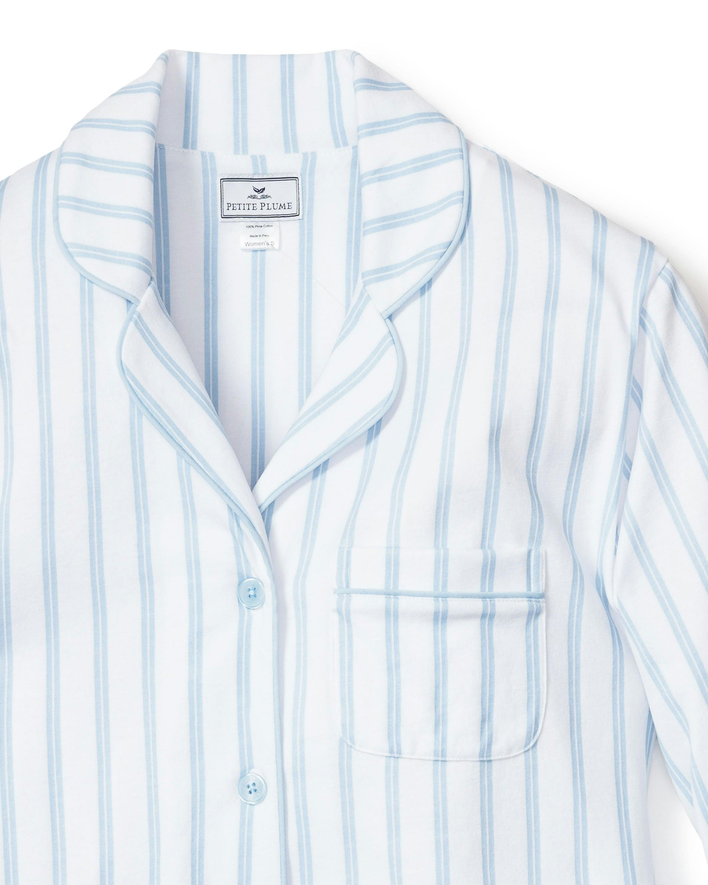 Women's Pima Pajama Set in Periwinkle Stripe
