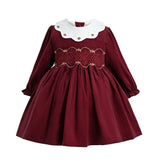 Burgundy Smocked Holiday Dress