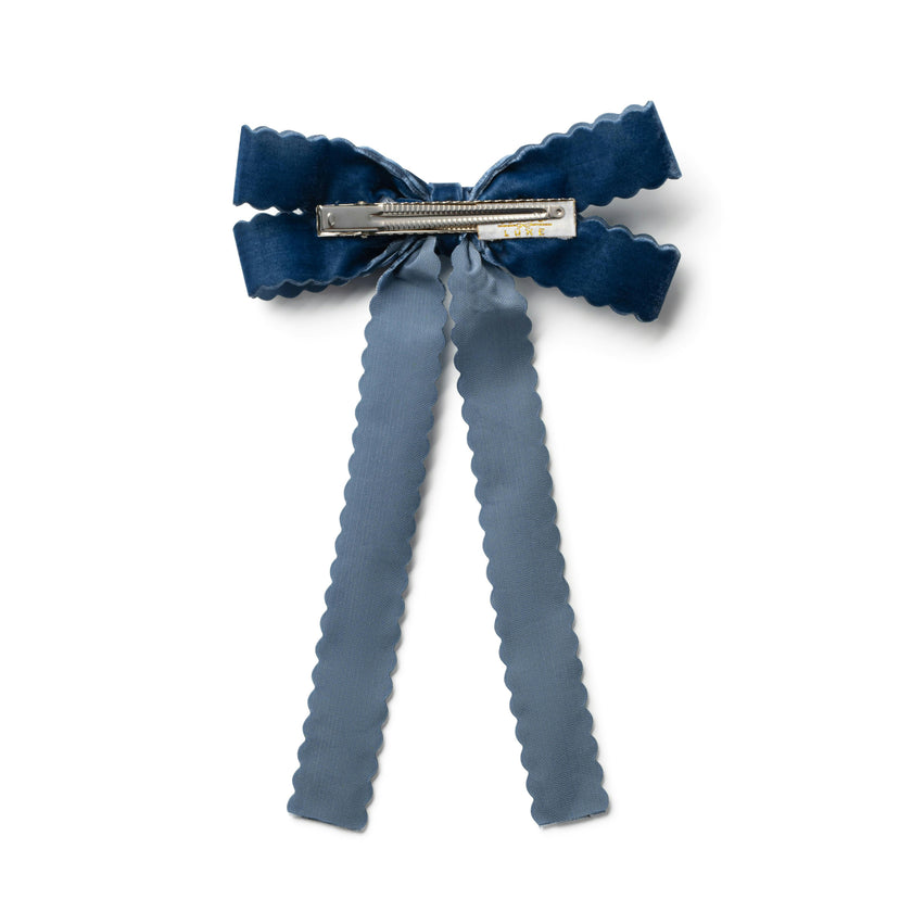 Halo Luxe Opaline Velvet Scalloped Long Tail Clip - Navy