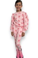 Ribbon Puff Sleeve Set Pink