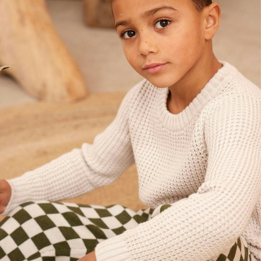 Waffle Knit Jumper | Chalk