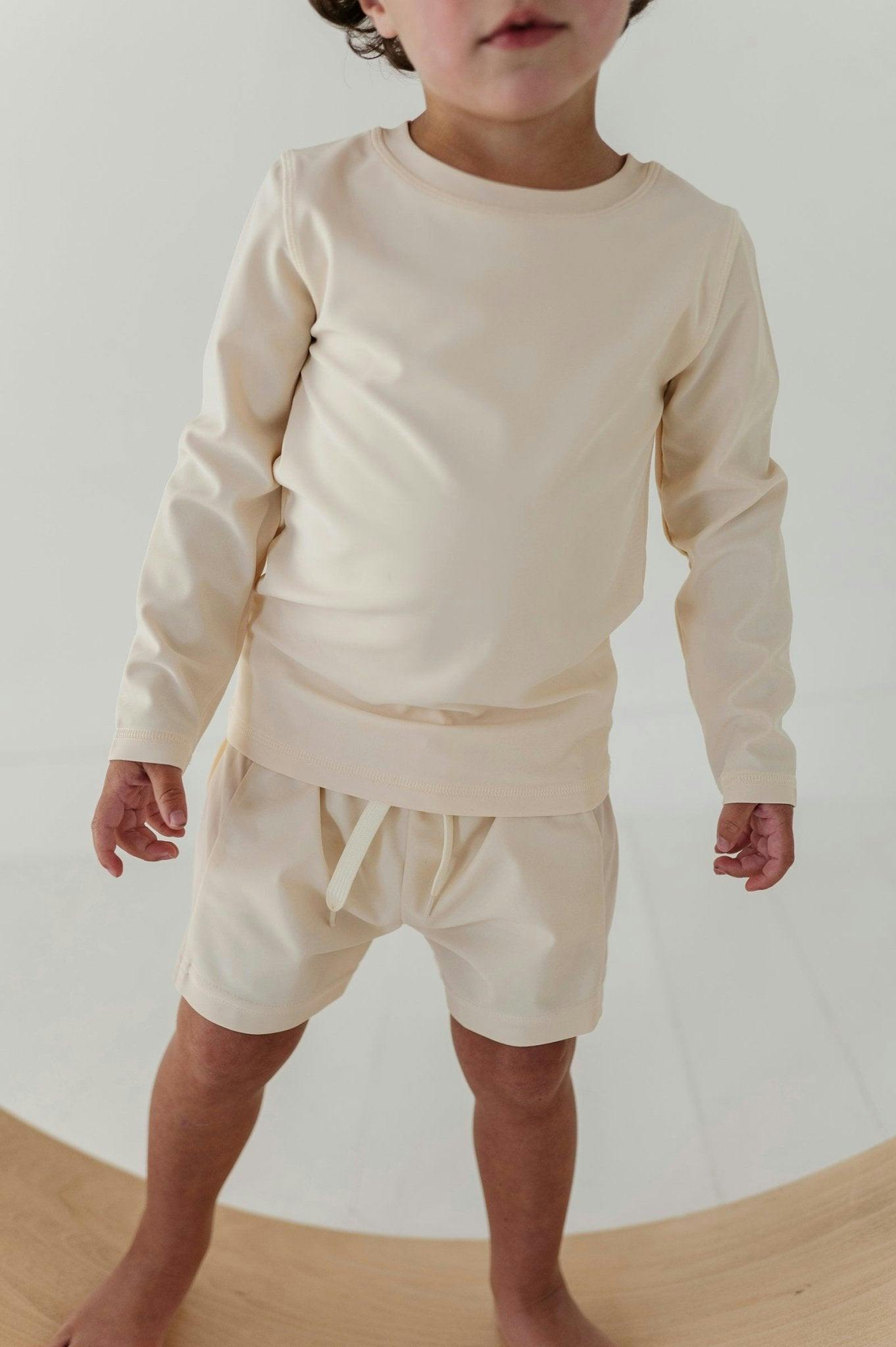 Boys Colorblock Swim Shorts in Aqua Grey