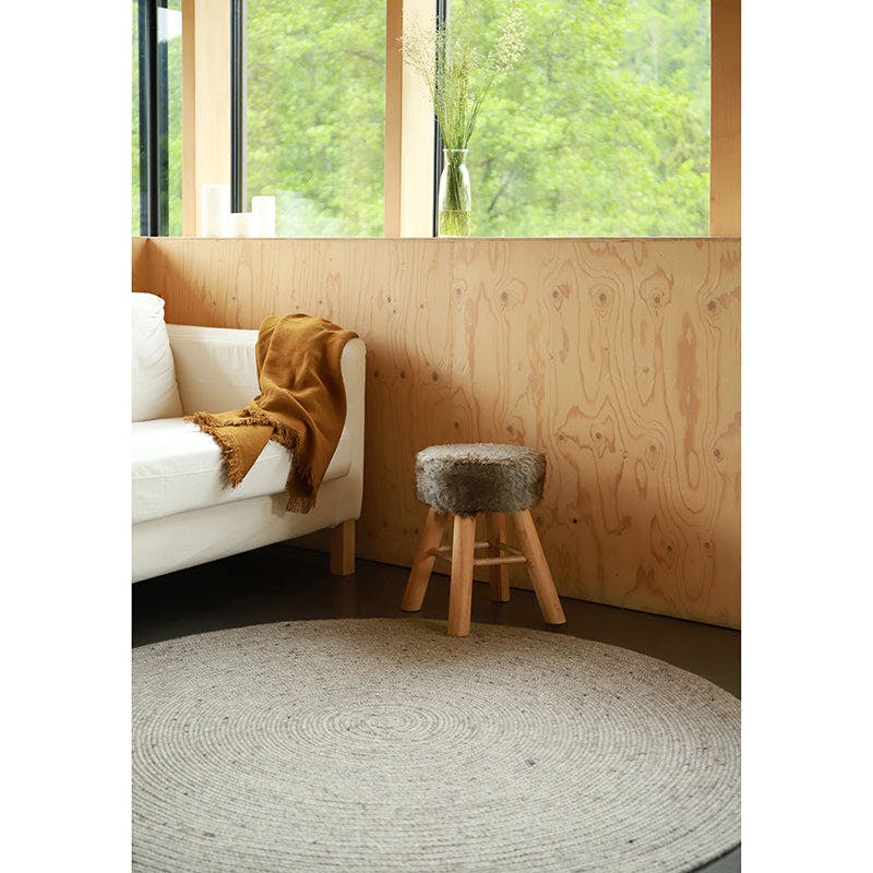 Neethu Hand-Crafted Felted Wool Round Rug, Grey