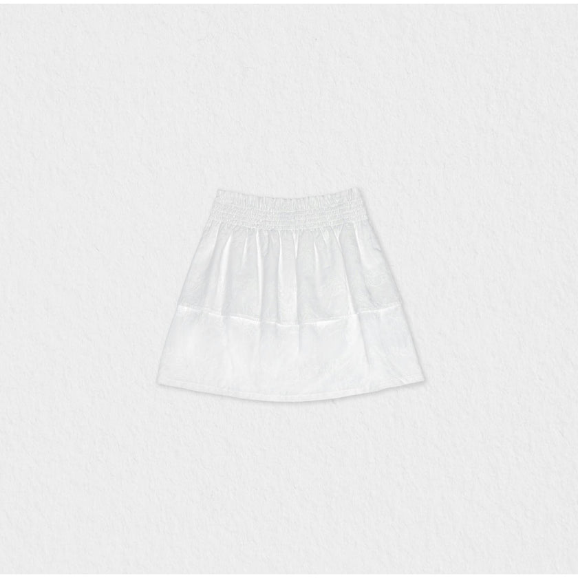 Fiona Girl Skirt, White Flower Embroidery
