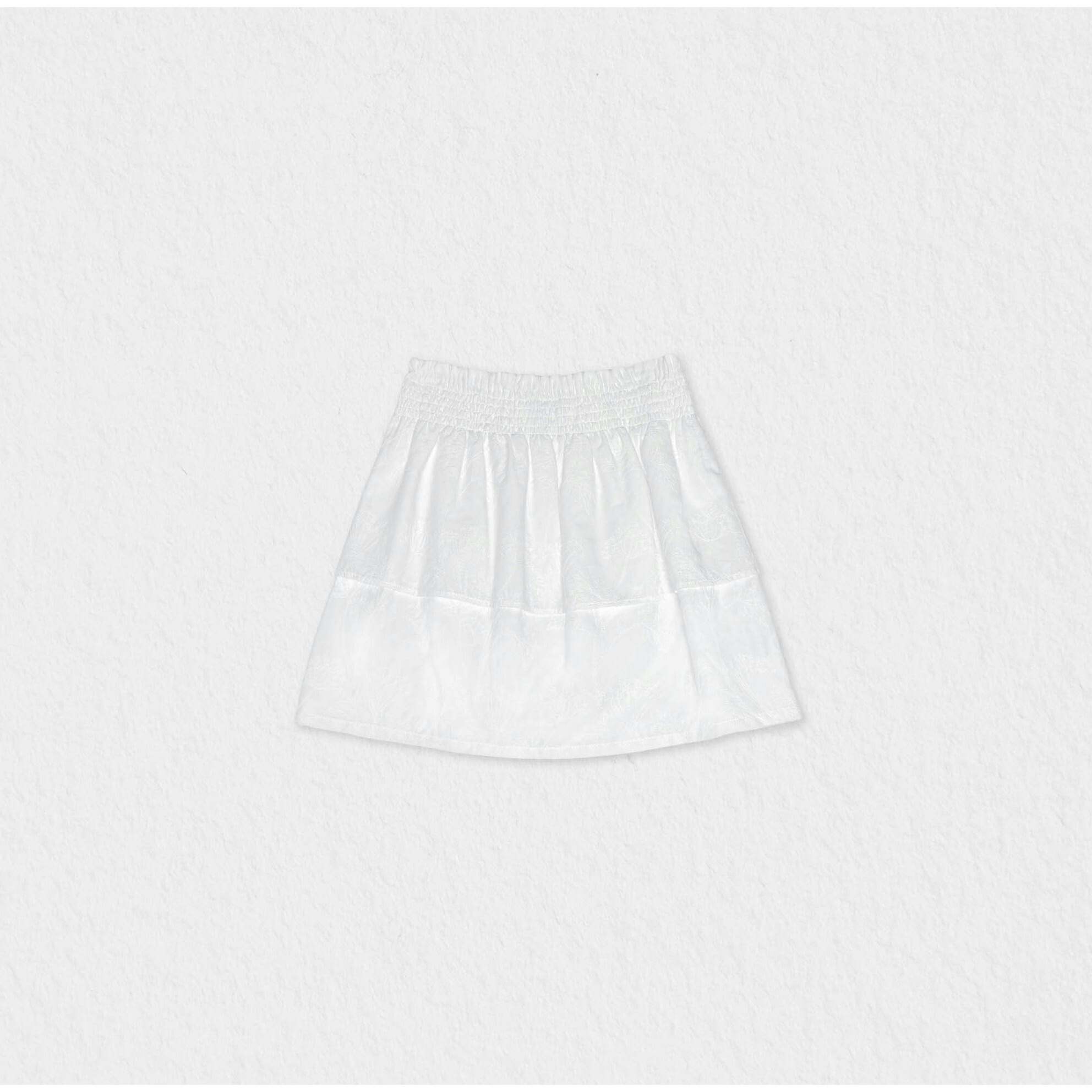 Fiona Girl Skirt, White Flower Embroidery