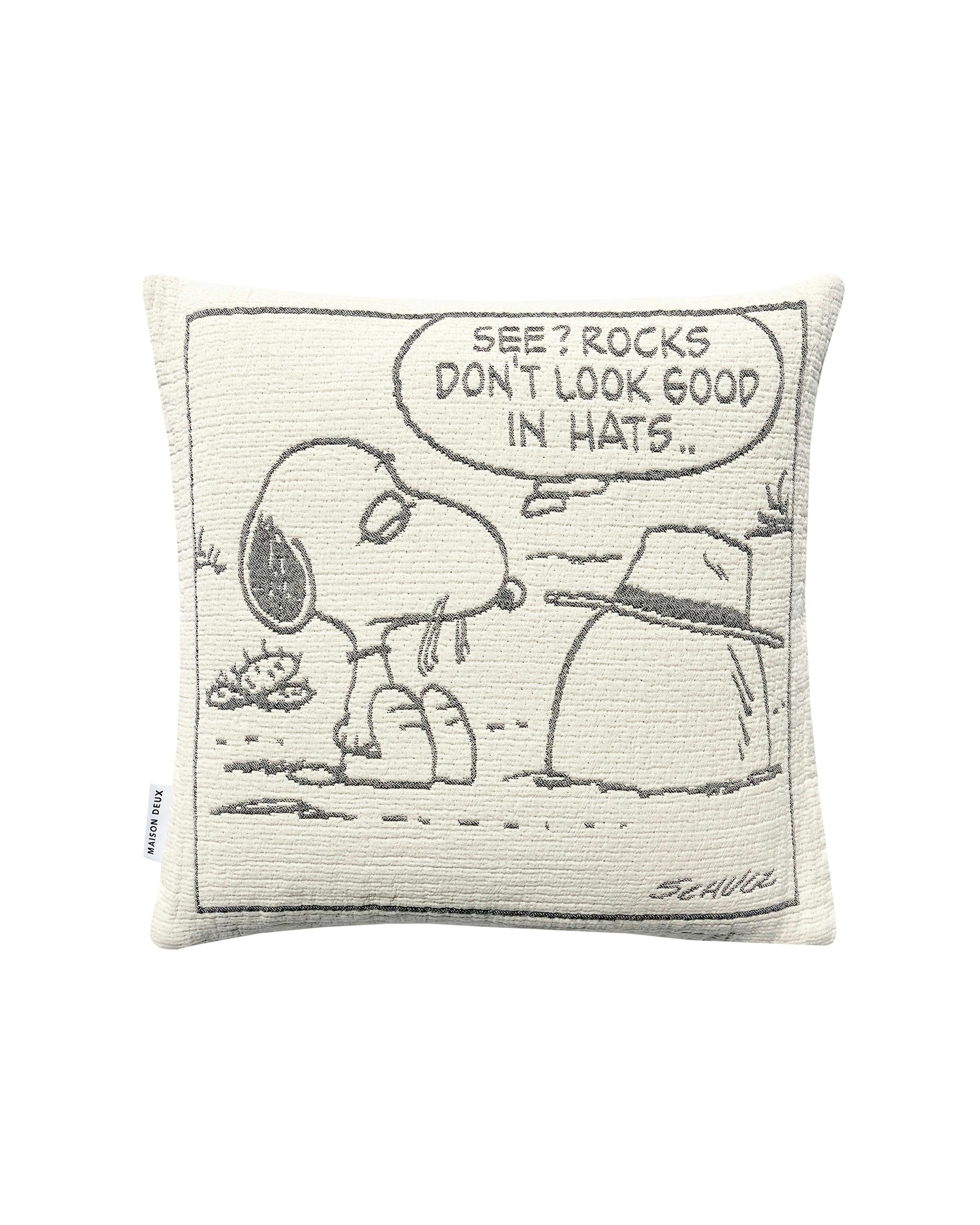 Cushion Cover PEANUTS ROCK Cotton Black / White 20 x 20in