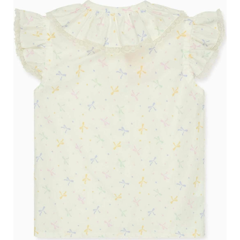 Nicky Hilton x La Coqueta Ivory Bow Olivia Girl Shirt