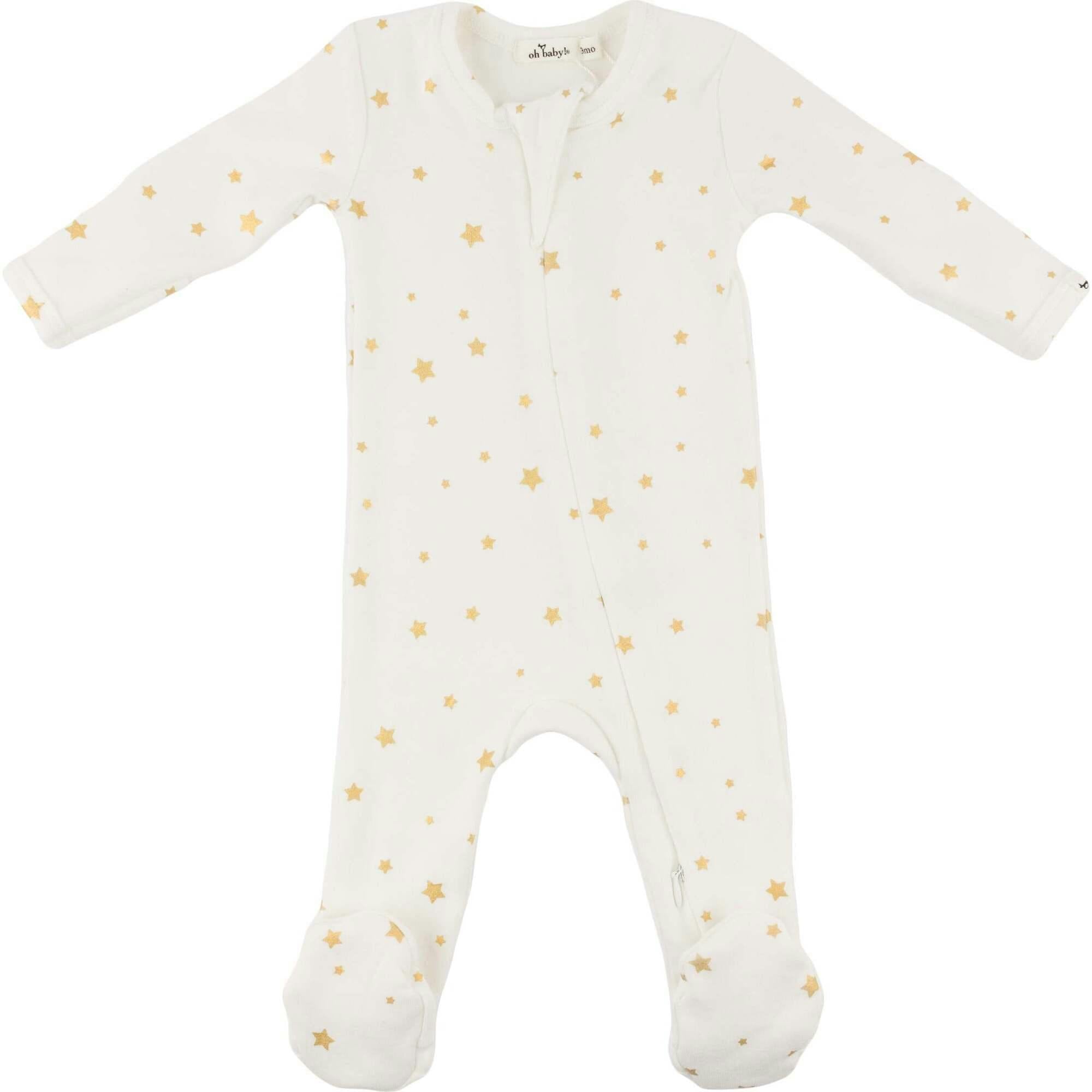 Mini Gold Star Foil Zipper Footie