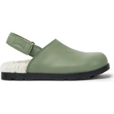 Brutus Fur Cushion Back Velcro Strap Leather Sandals, Green