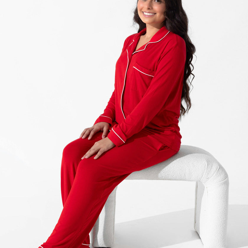 Winterberry Red Bamboo Women's Trim PJ Set