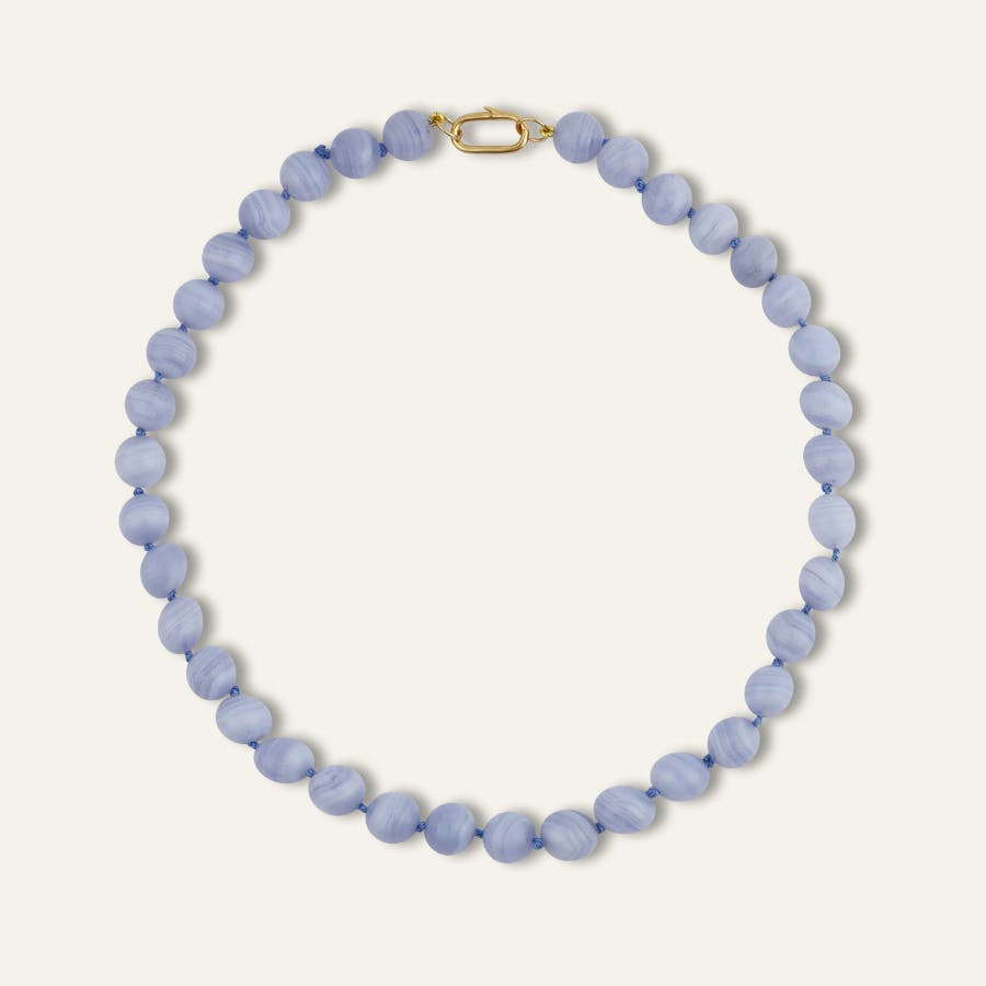 Blue Lace Agate Knotted Gemstone Necklace