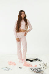 Peyton Pink on Pink Thermal Wide Leg Pants