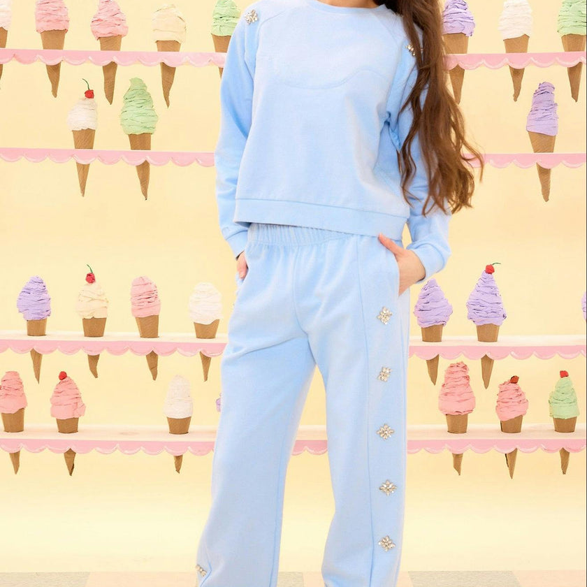 Casey Crewneck Sweatshirt in Light Blue