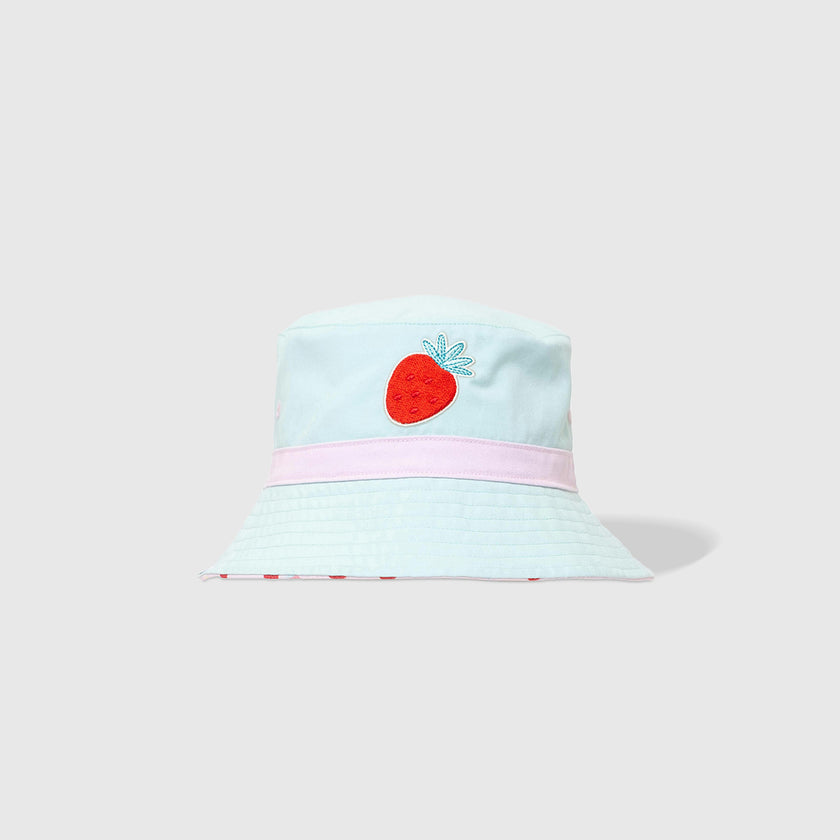 Reversible Bucket Hat – Strawberries + Daisies