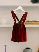 Burgundy Reina Velvet Girl Pinafore Skirt