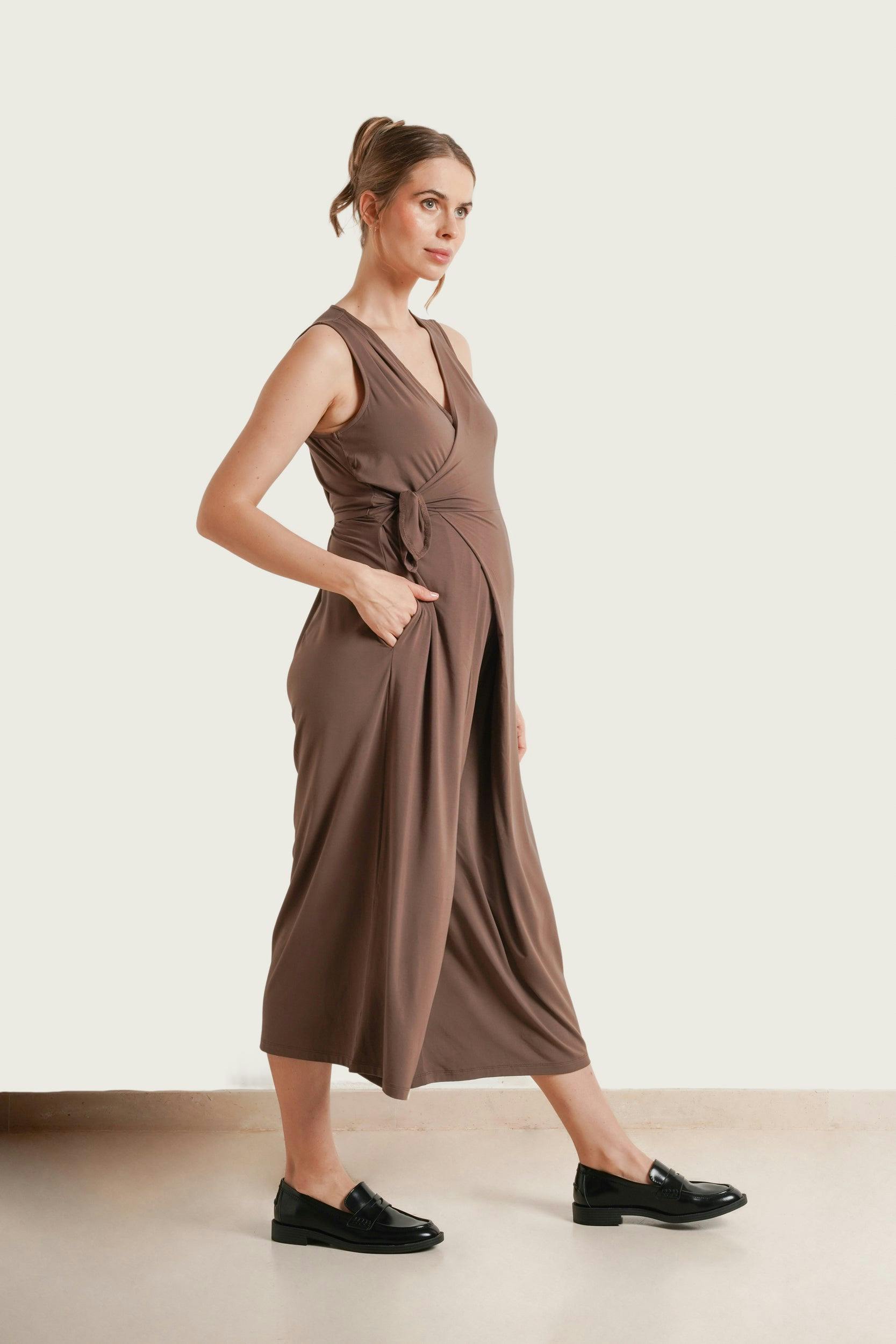 Women's Maternity Francesca Sleeveless Wrap-Tie Jumpsuit