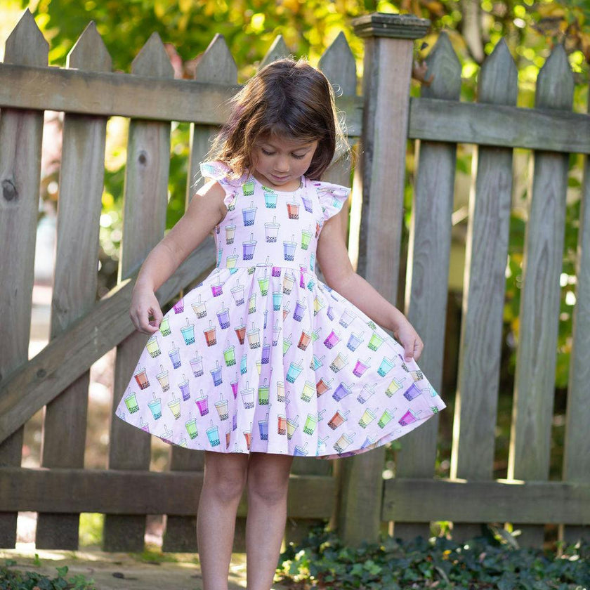 Racer Back Twirly Dress in Boba