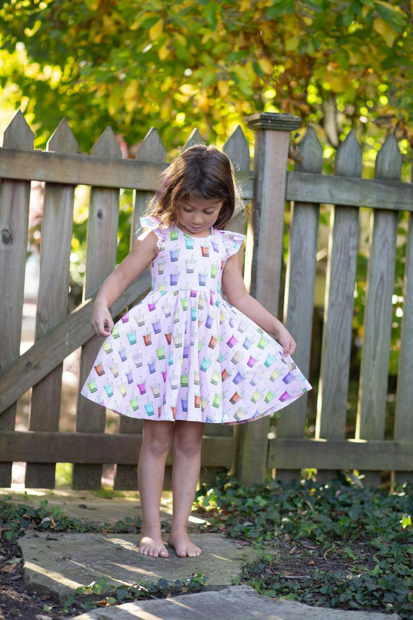 Racer Back Twirly Dress in Boba