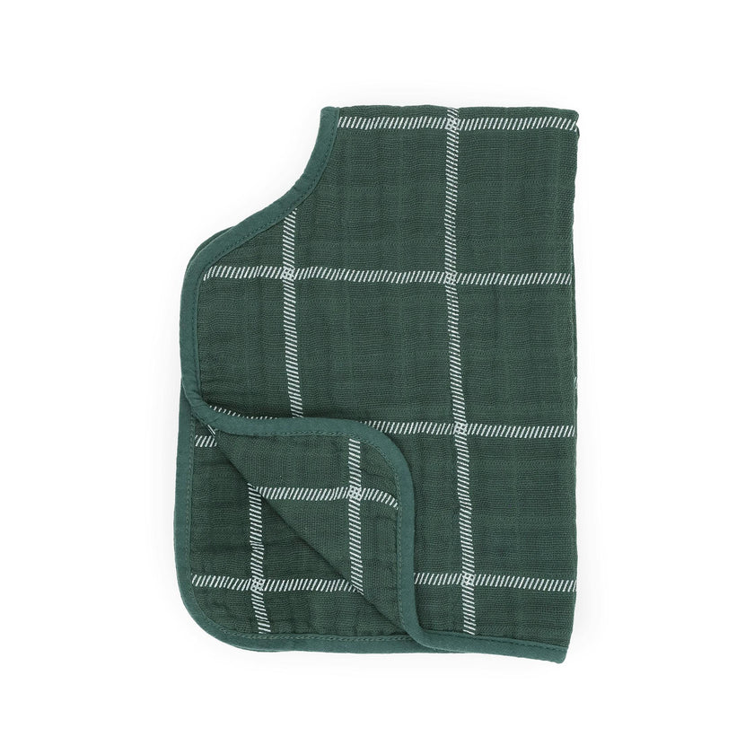 Cotton Muslin Burp Cloth - Evergreen Plaid