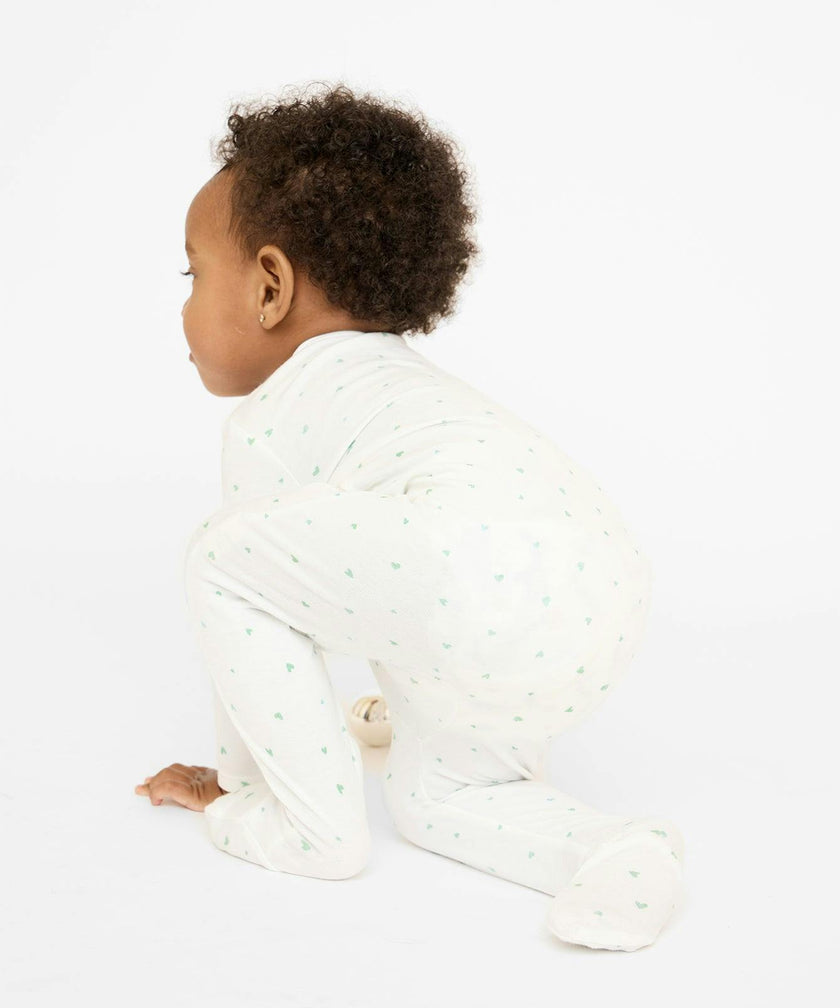 Marley Zip Pajama, Seafoam Hearts